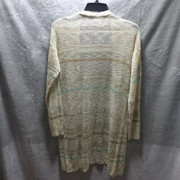 Maurices Striped Pointelle Duster Cardigan , Size Small Open Front Knit Sweater‎ - Picture 2 of 10